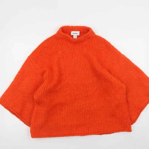Monki Women's Orange Chunky Knit Mock Neck Pullover Jumper XS