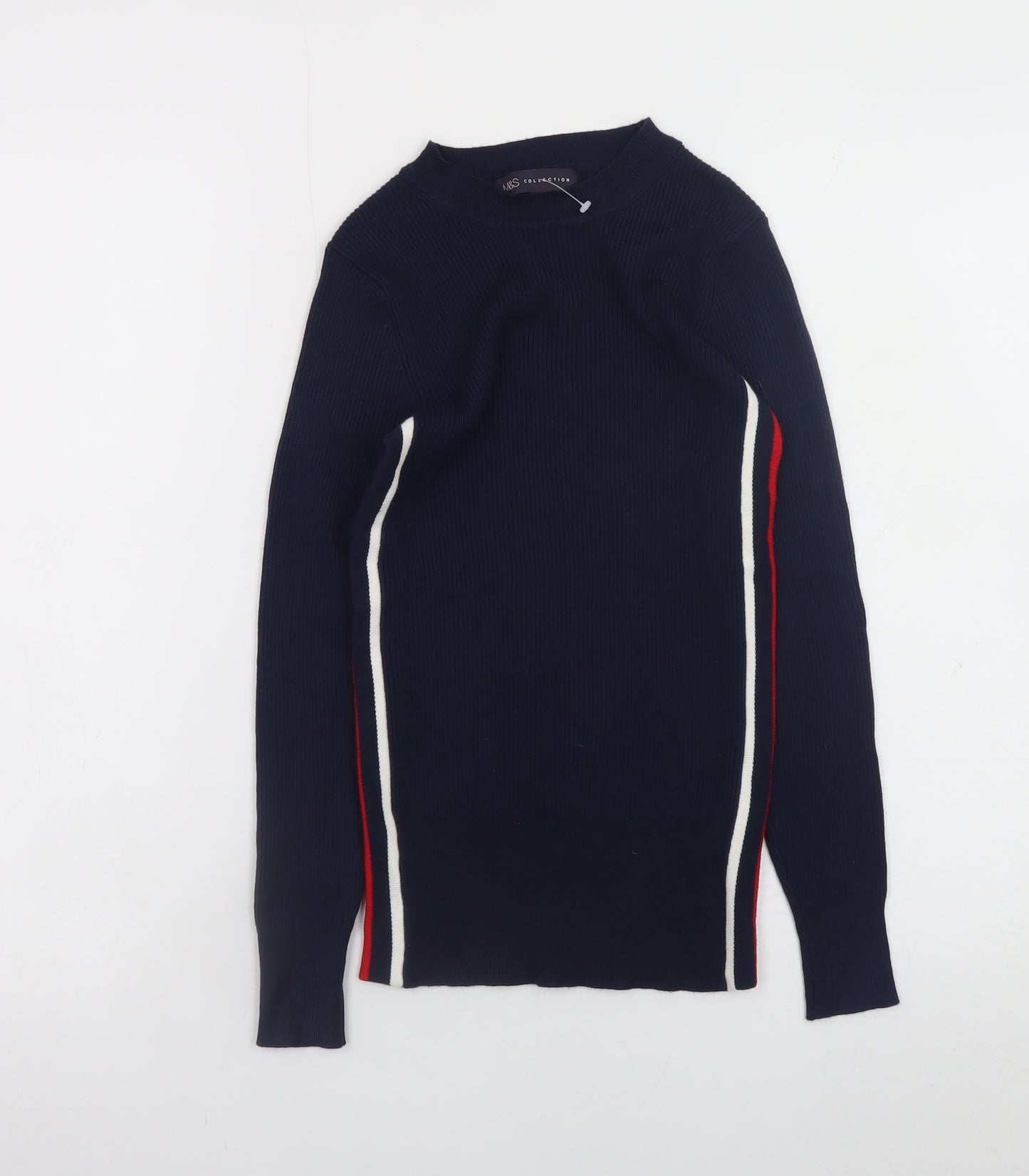 Marks and Spencer Women's Blue Knit Long Sleeve Slim Fit Top Size 8