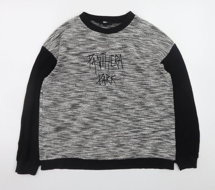BDG Womens Black Grey Pullover Jumper Small Crew Neck Casual Knit