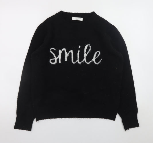 Accessorize Women’s Black ‘Smile’ Knit Pullover Jumper Size M 12-14