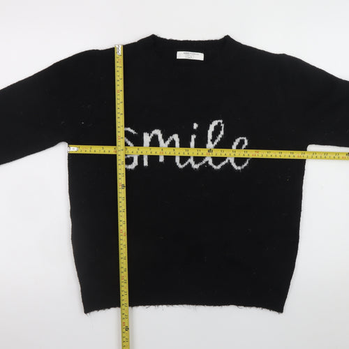 Accessorize Women’s Black ‘Smile’ Knit Pullover Jumper Size M 12-14