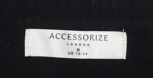 Accessorize Women’s Black ‘Smile’ Knit Pullover Jumper Size M 12-14