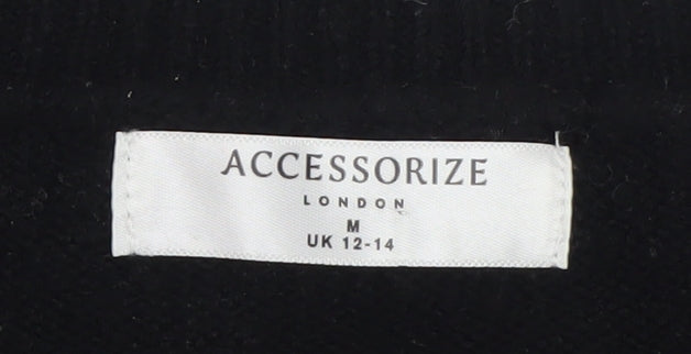 Accessorize Women’s Black ‘Smile’ Knit Pullover Jumper Size M 12-14
