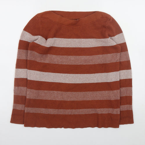 Market & Spruce Women's Brown Striped Knit Pullover Jumper Size L