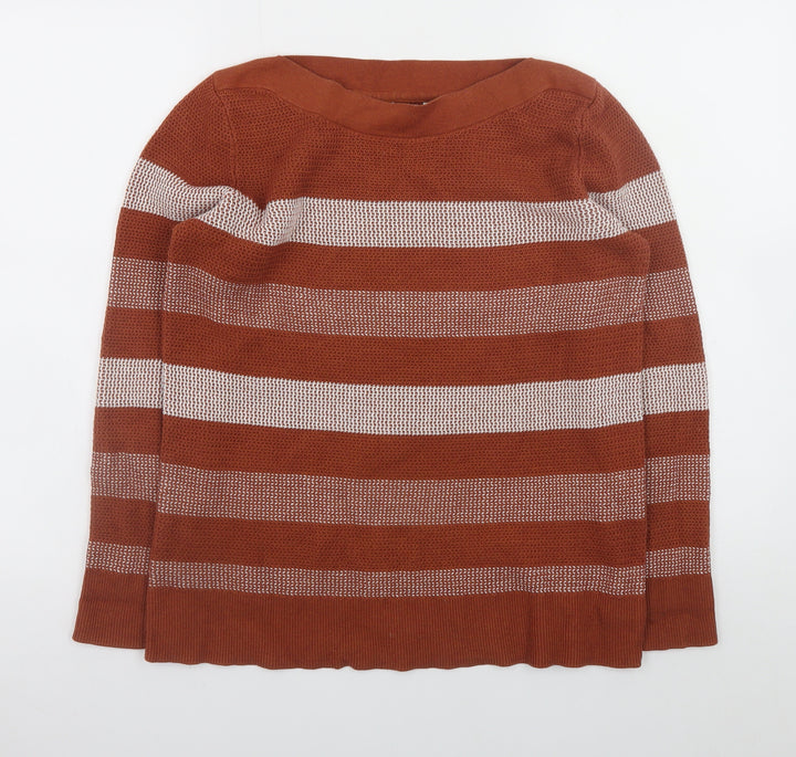 Market & Spruce Women's Brown Striped Knit Pullover Jumper Size L