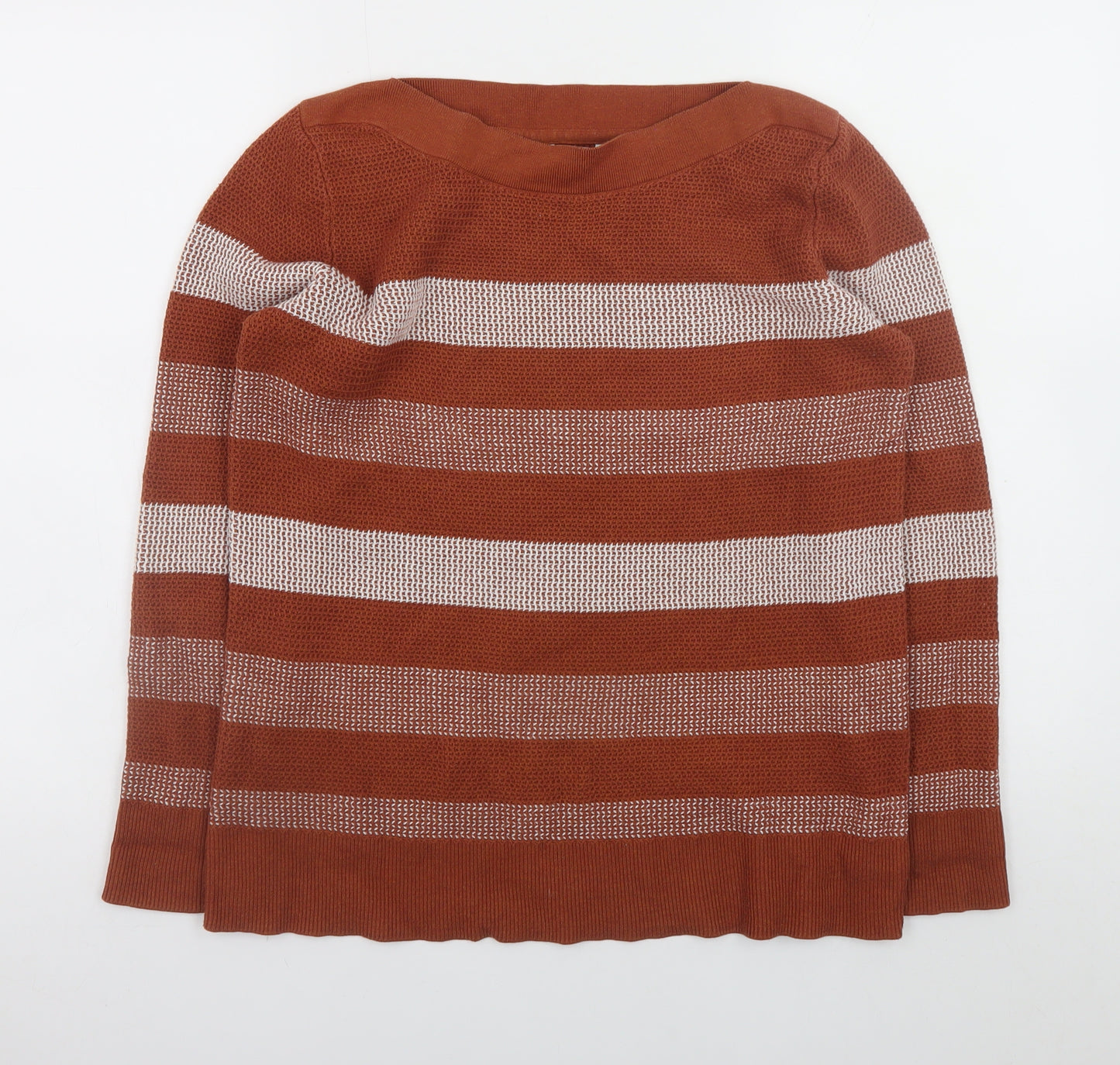 Market & Spruce Women's Brown Striped Knit Pullover Jumper Size L