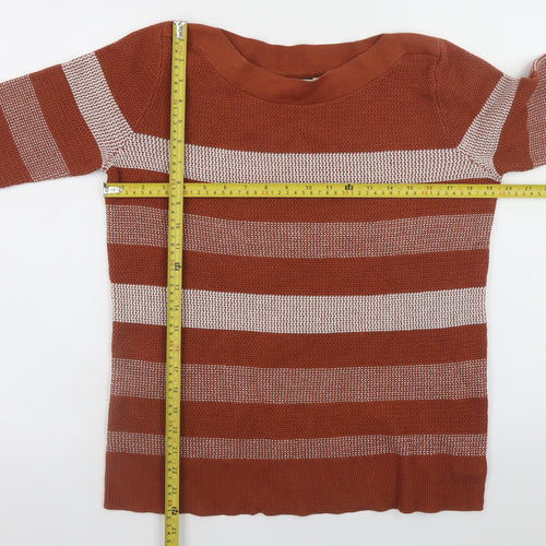 Market & Spruce Women's Brown Striped Knit Pullover Jumper Size L