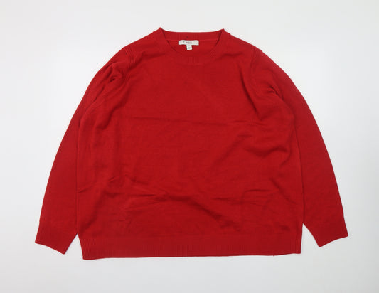 Marks and Spencer Women Red XL Pullover Jumper Crew Neck Knit
