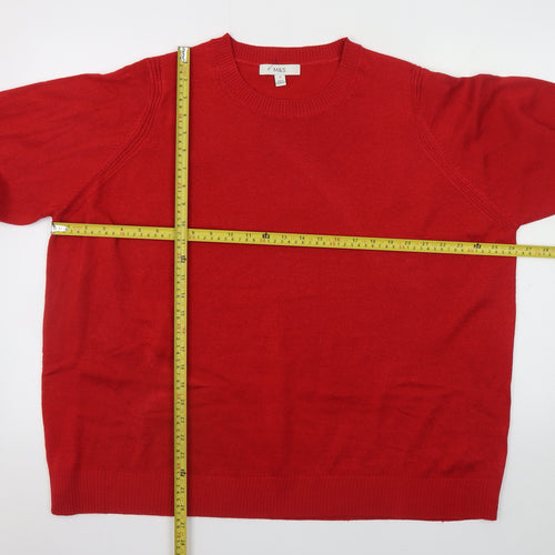 Marks and Spencer Women Red XL Pullover Jumper Crew Neck Knit