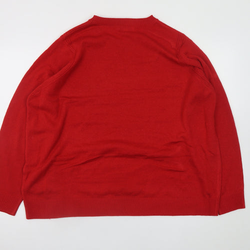 Marks and Spencer Women Red XL Pullover Jumper Crew Neck Knit
