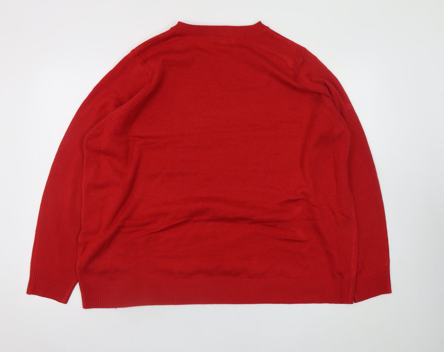 Marks and Spencer Women Red XL Pullover Jumper Crew Neck Knit