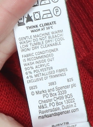 Marks and Spencer Women Red XL Pullover Jumper Crew Neck Knit