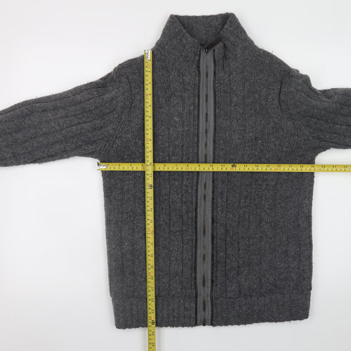 Next Men’s Grey Wool Blend Cable Knit Full Zip Jumper Size S
