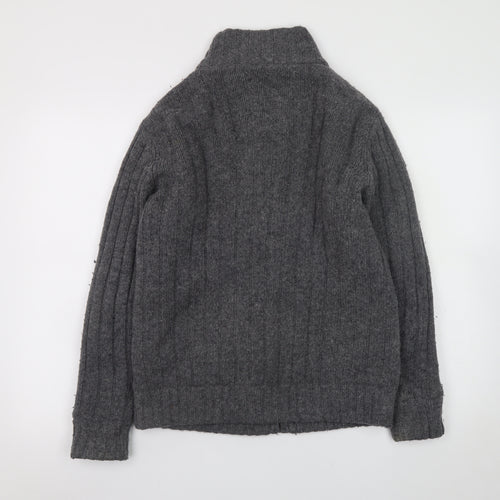 Next Men’s Grey Wool Blend Cable Knit Full Zip Jumper Size S