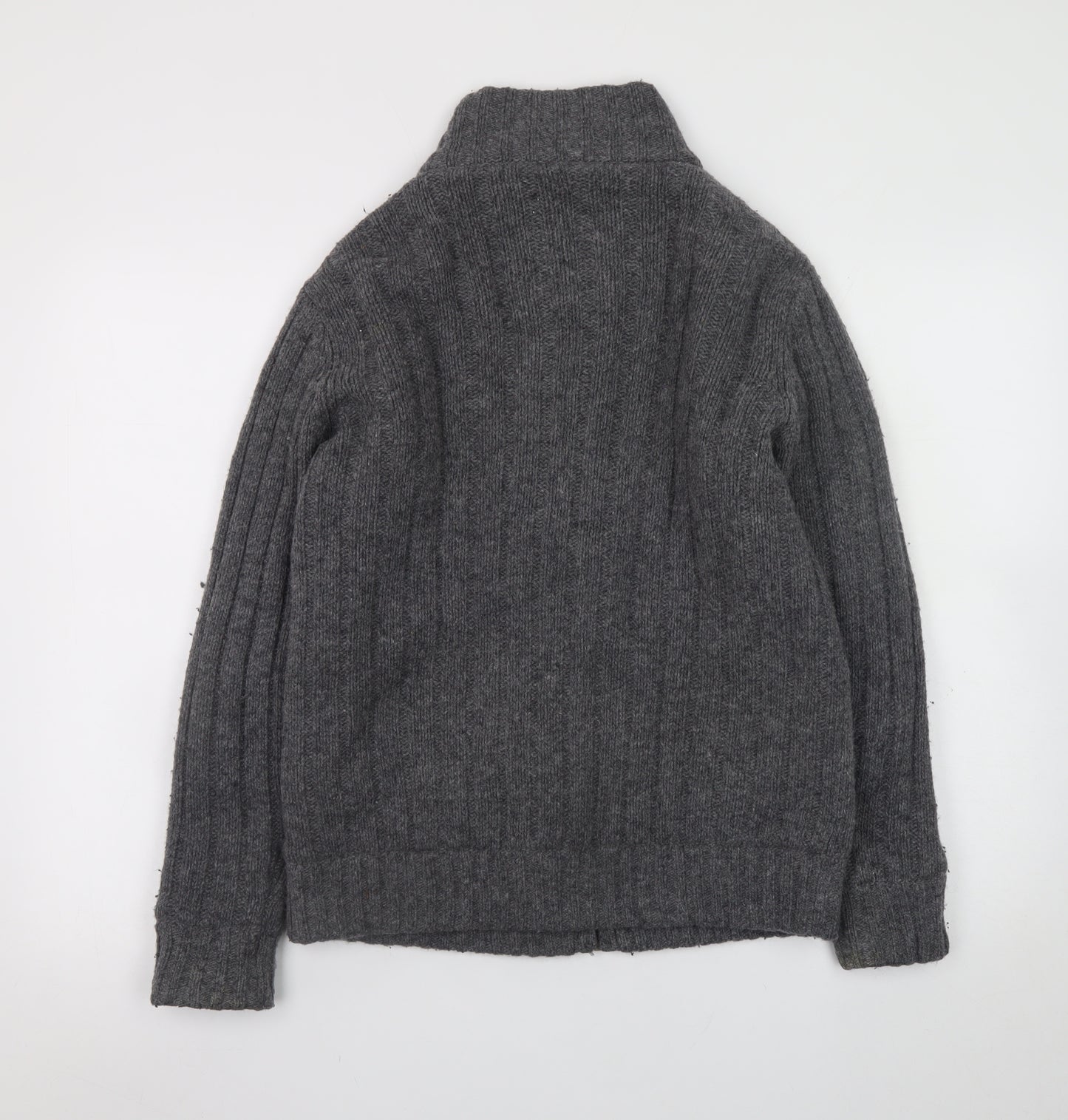 Next Men’s Grey Wool Blend Cable Knit Full Zip Jumper Size S