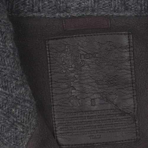 Next Men’s Grey Wool Blend Cable Knit Full Zip Jumper Size S
