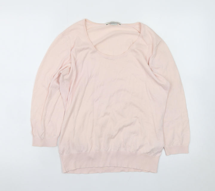 John Smedley Women Pink Cotton Scoop Neck Jumper L