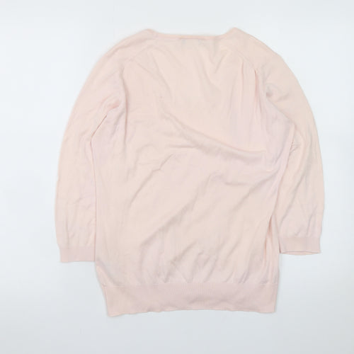 John Smedley Women Pink Cotton Scoop Neck Jumper L
