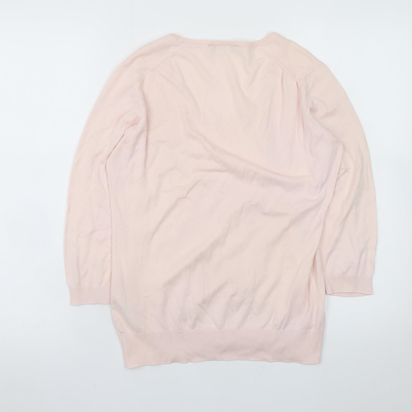 John Smedley Women Pink Cotton Scoop Neck Jumper L