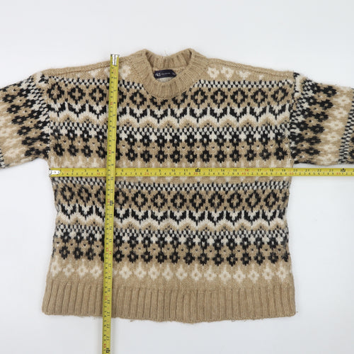 Marks and Spencer Women's Beige Fair Isle Knit Jumper Small