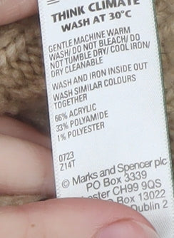 Marks and Spencer Women's Beige Fair Isle Knit Jumper Small