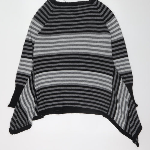 FEMME Women’s Grey Striped Tunic Jumper L Relaxed Fit Knit