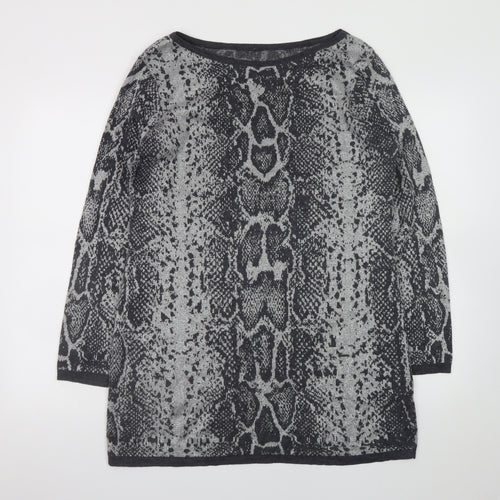Next Women Grey Snake Print Knit Shift Dress Size 16