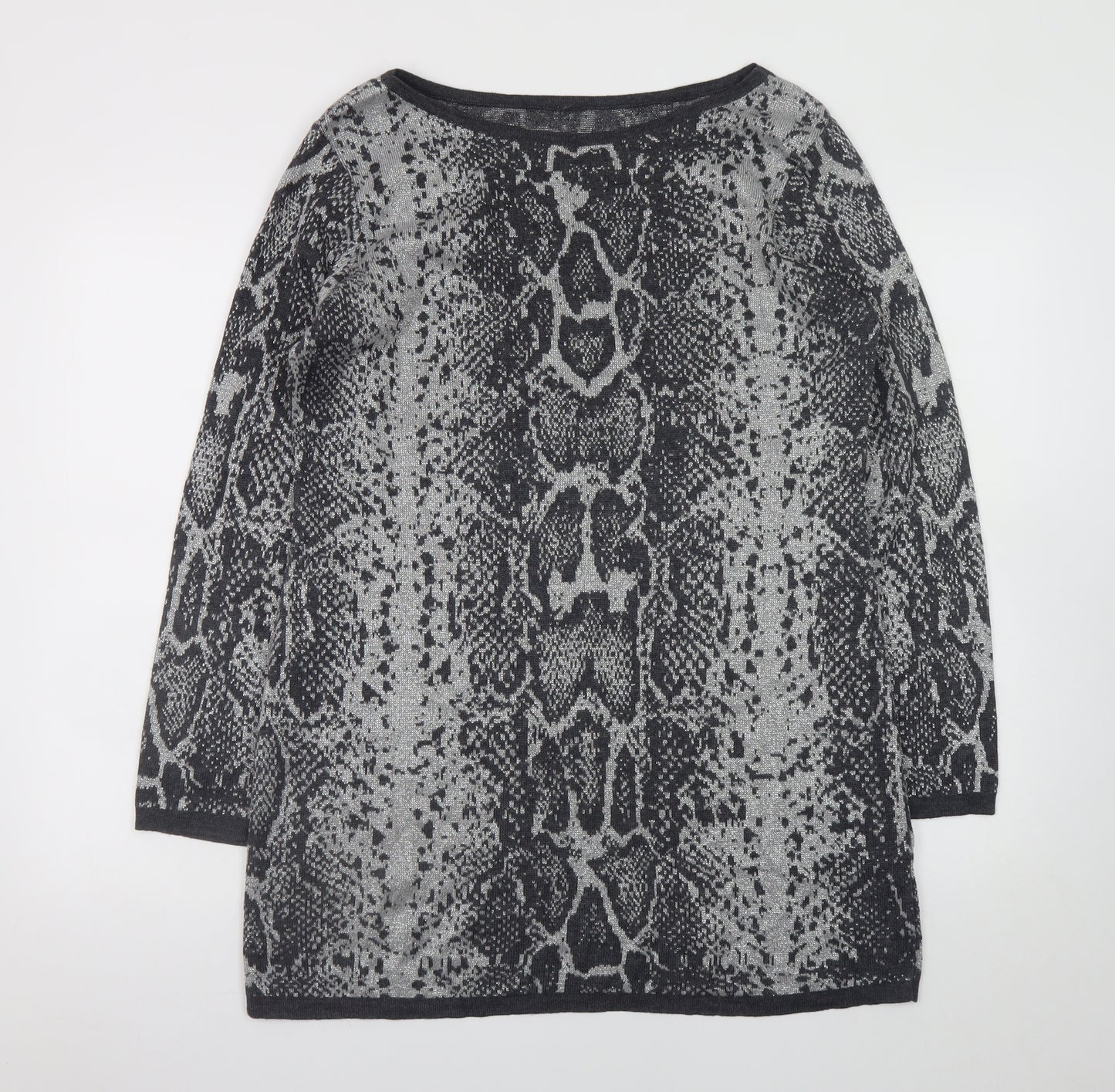 Next Women Grey Snake Print Knit Shift Dress Size 16