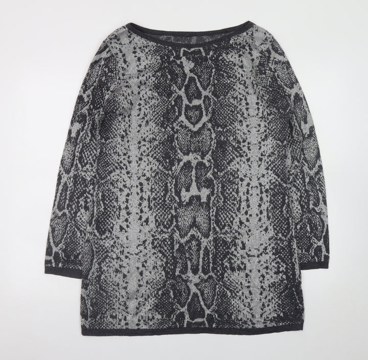 Next Women Grey Snake Print Knit Shift Dress Size 16