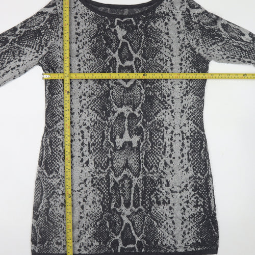 Next Women Grey Snake Print Knit Shift Dress Size 16