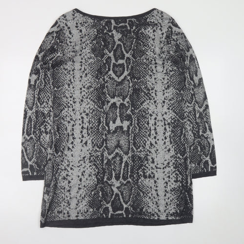 Next Women Grey Snake Print Knit Shift Dress Size 16