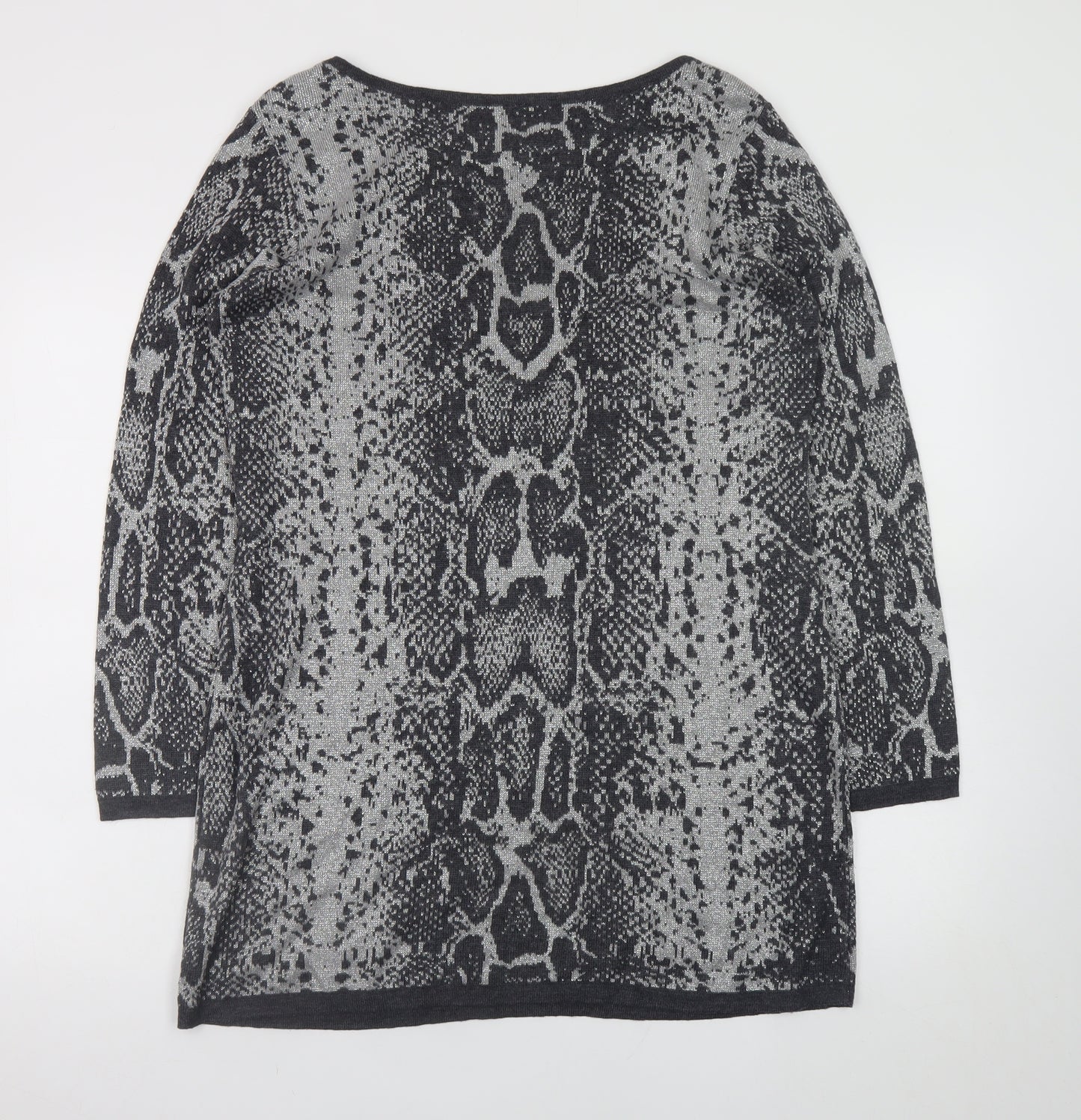 Next Women Grey Snake Print Knit Shift Dress Size 16