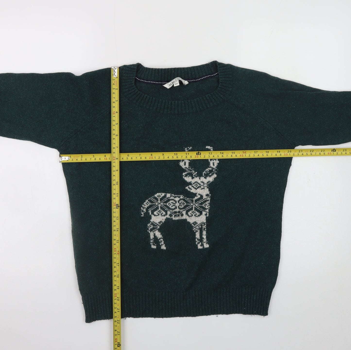 Fat Face Women's Green Wool Blend Animal Jumper Size 14