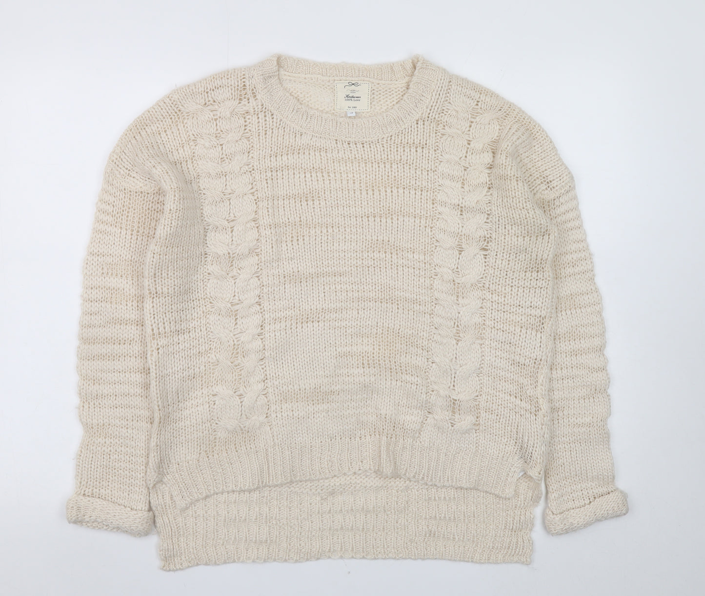 New Look Women Beige Cable-Knit Jumper Size 12