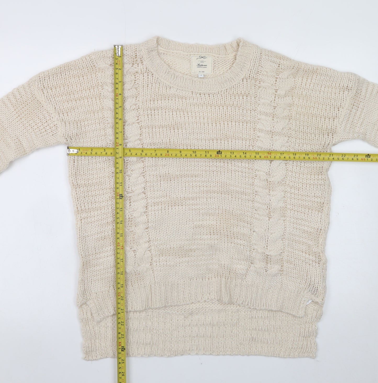 New Look Women Beige Cable-Knit Jumper Size 12
