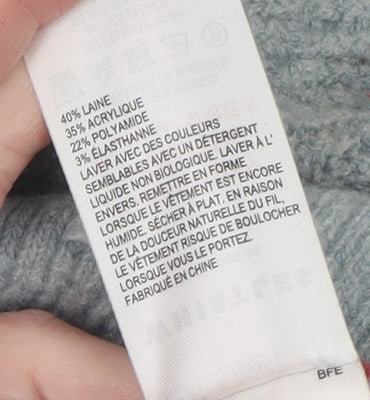 Whistles Women’s Grey Red Striped Wool Blend Relaxed Fit Jumper L