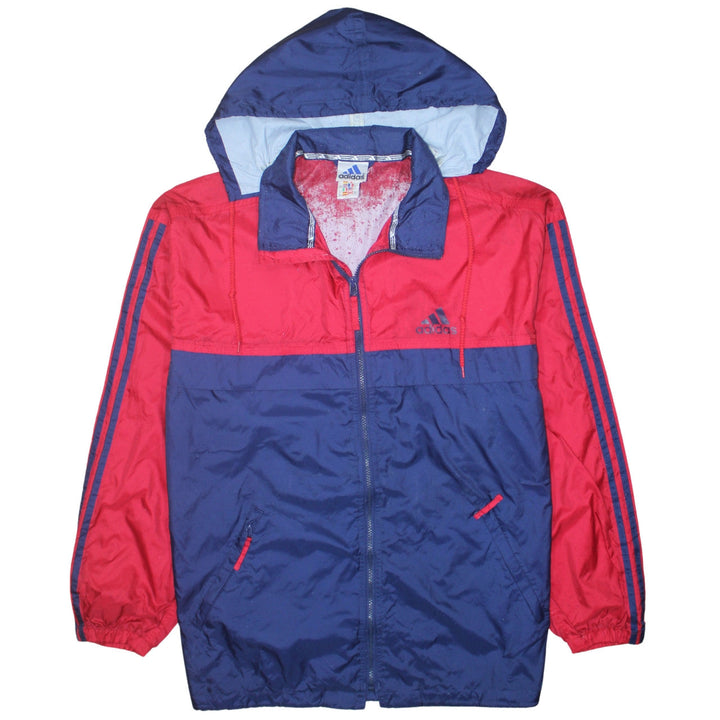 Adidas Men’s Red Blue Windbreaker Jacket M Hooded Retro Sportswear