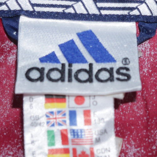 Adidas Men’s Red Blue Windbreaker Jacket M Hooded Retro Sportswear