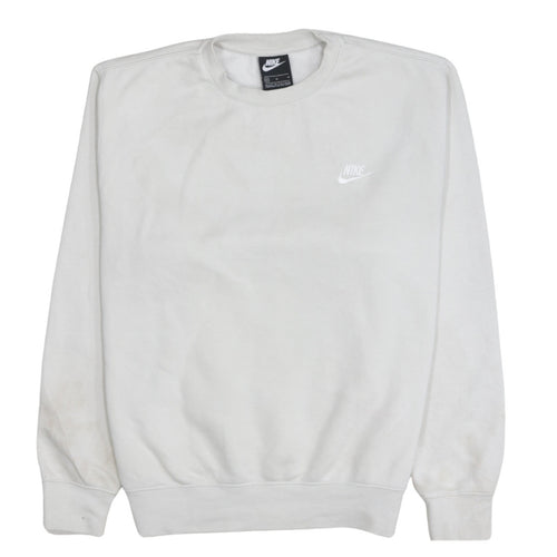 Nike Men's White Embroidered Logo Pullover Sweatshirt Size M