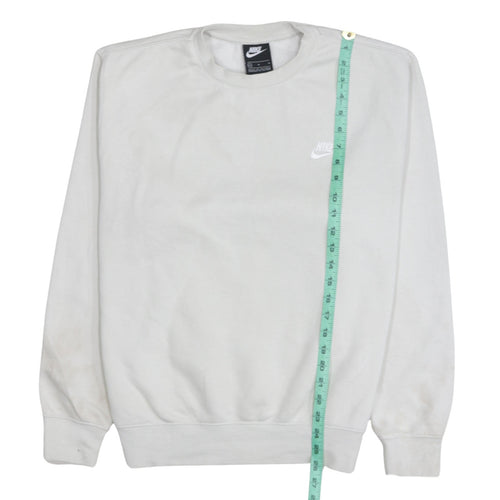 Nike Men's White Embroidered Logo Pullover Sweatshirt Size M