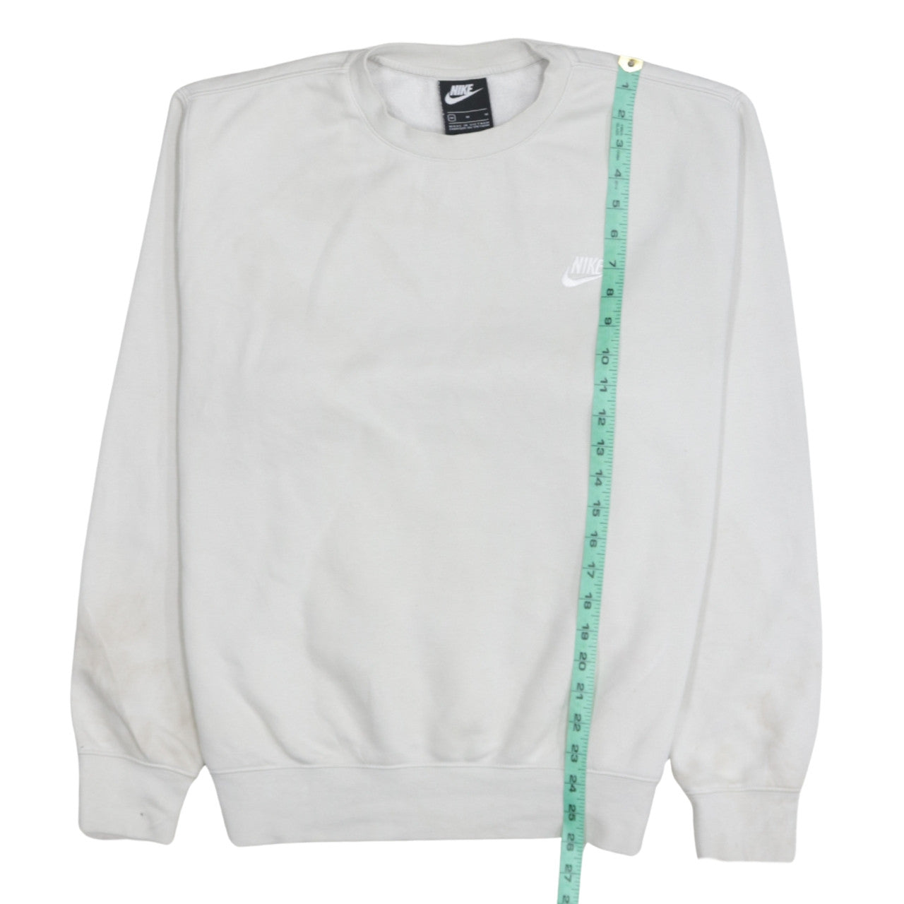Nike Men's White Embroidered Logo Pullover Sweatshirt Size M