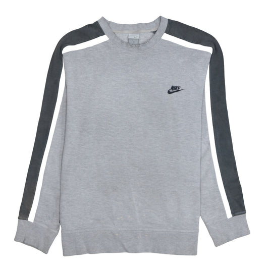 Nike Mens Grey Crew Neck Sweatshirt L Embroidered Logo Classic Style