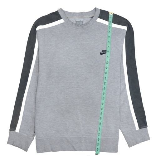 Nike Mens Grey Crew Neck Sweatshirt L Embroidered Logo Classic Style