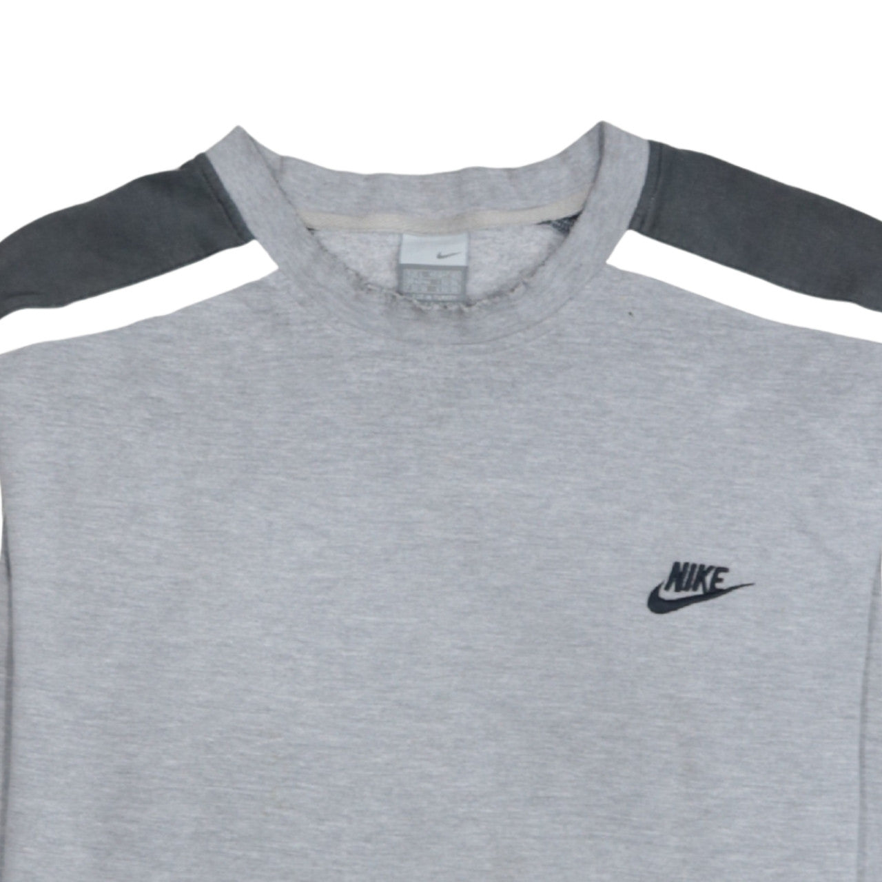 Nike Mens Grey Crew Neck Sweatshirt L Embroidered Logo Classic Style