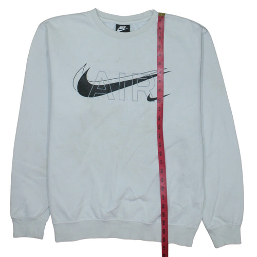 Nike Men White Air Logo Crew Neck Sweatshirt Size M