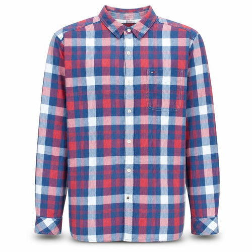 Hilfiger Denim Men's Red Blue Check Button-Up Shirt XL Cotton