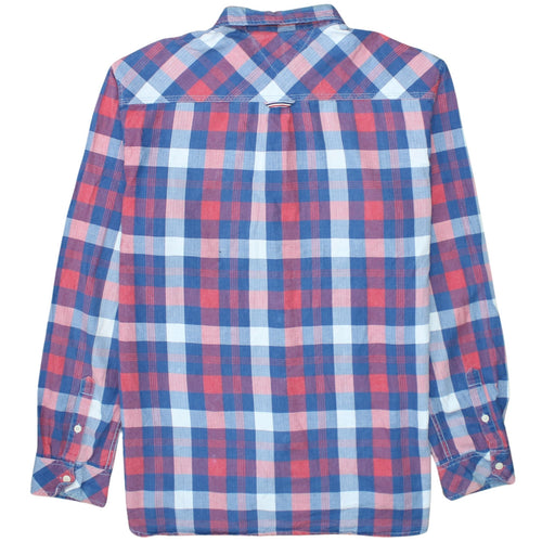 Hilfiger Denim Men's Red Blue Check Button-Up Shirt XL Cotton