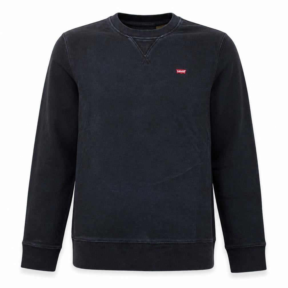 Front view of Levi's Men's Black Crew Neck Standard Fit Cotton Sweatshirt, size S