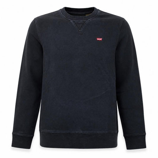 Front view of Levi's Men's Black Crew Neck Standard Fit Cotton Sweatshirt, size S