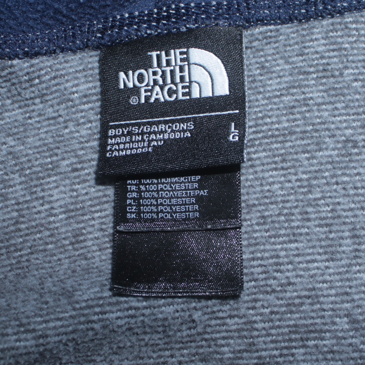 The North Face Boys Blue Full Zip Hoodie Fleece Size Large